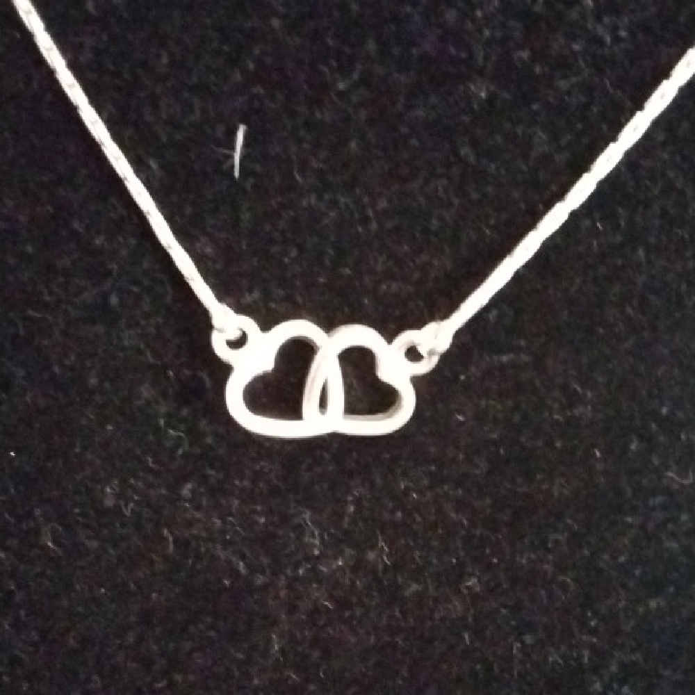 Silver Interlocking Circles Necklace Minimalist D… - image 2